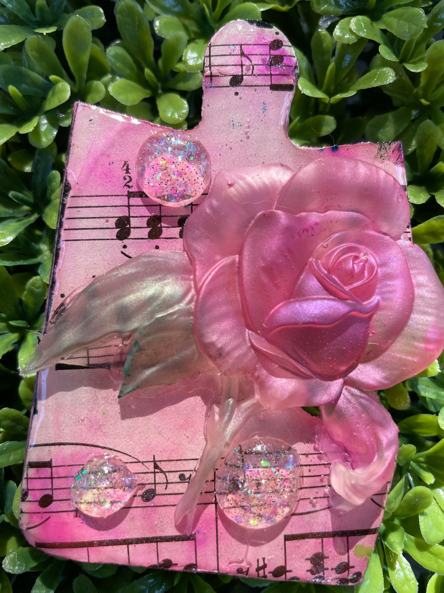 Pink Rose on Music Sheet Magnet
