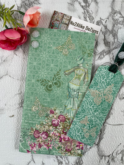 Fashionista in Green Journal and Bookmark