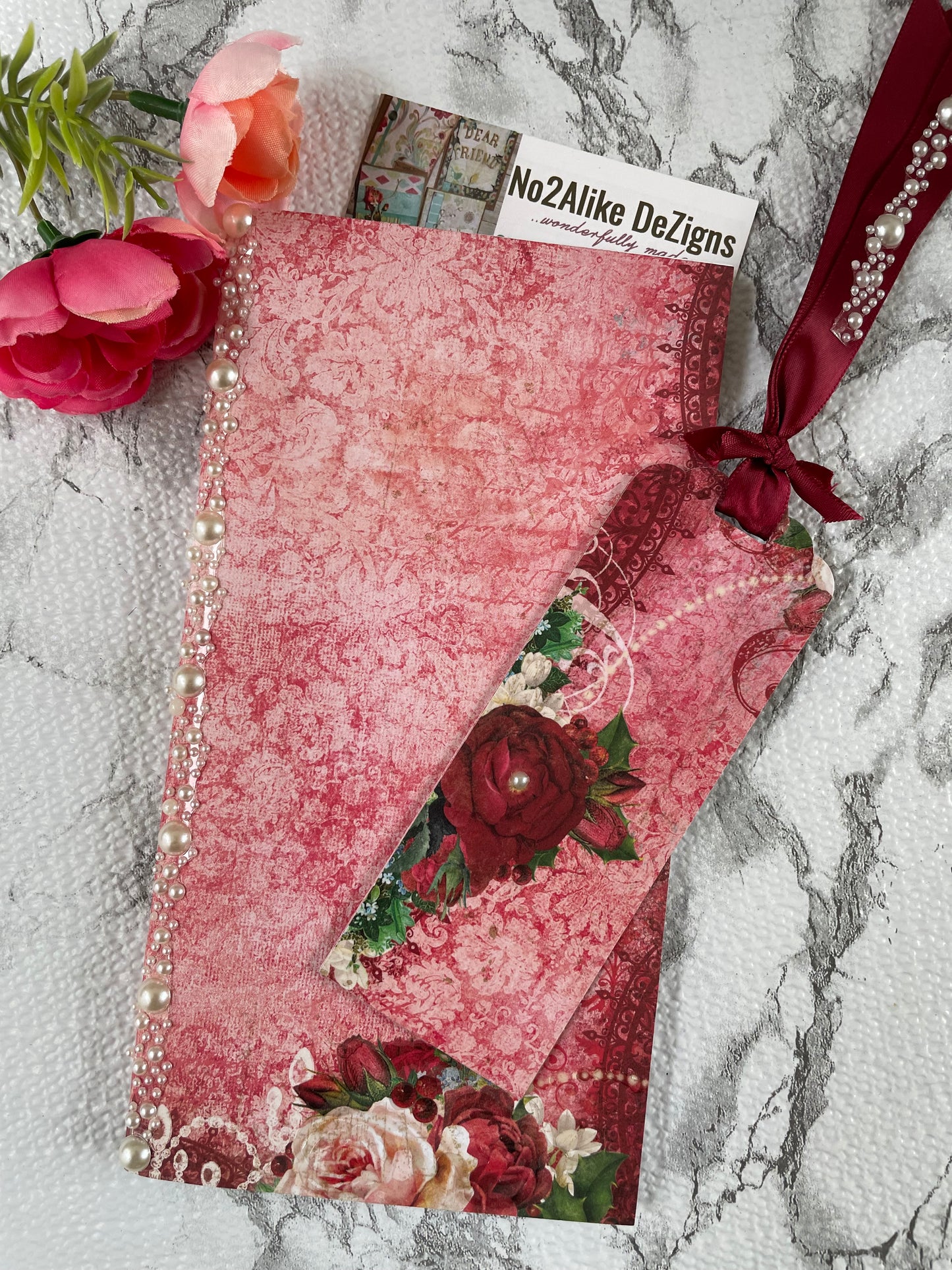 Deep Red Roses Journal and Bookmark Combo