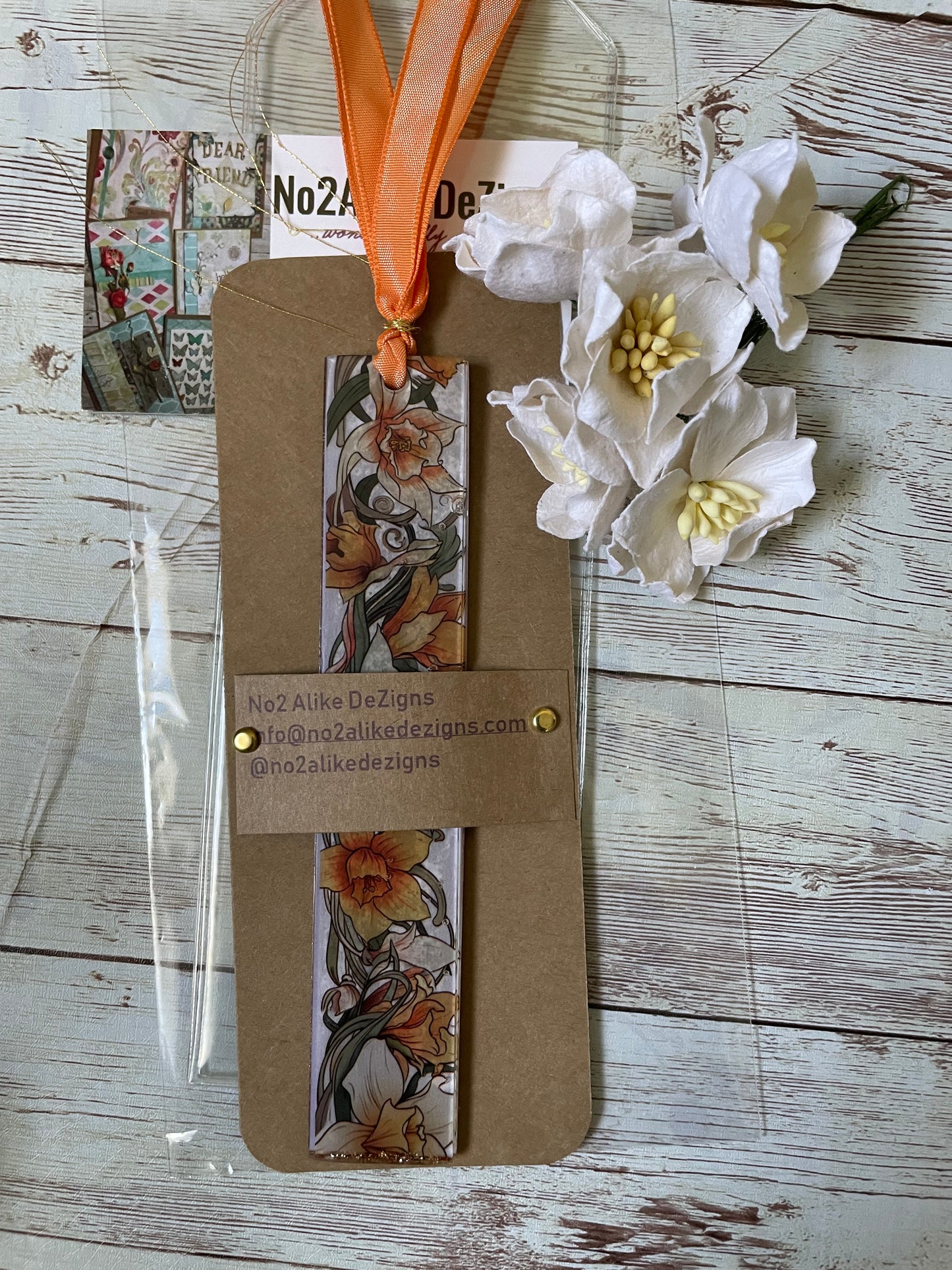 Orange Flowers on Vine Bookmark