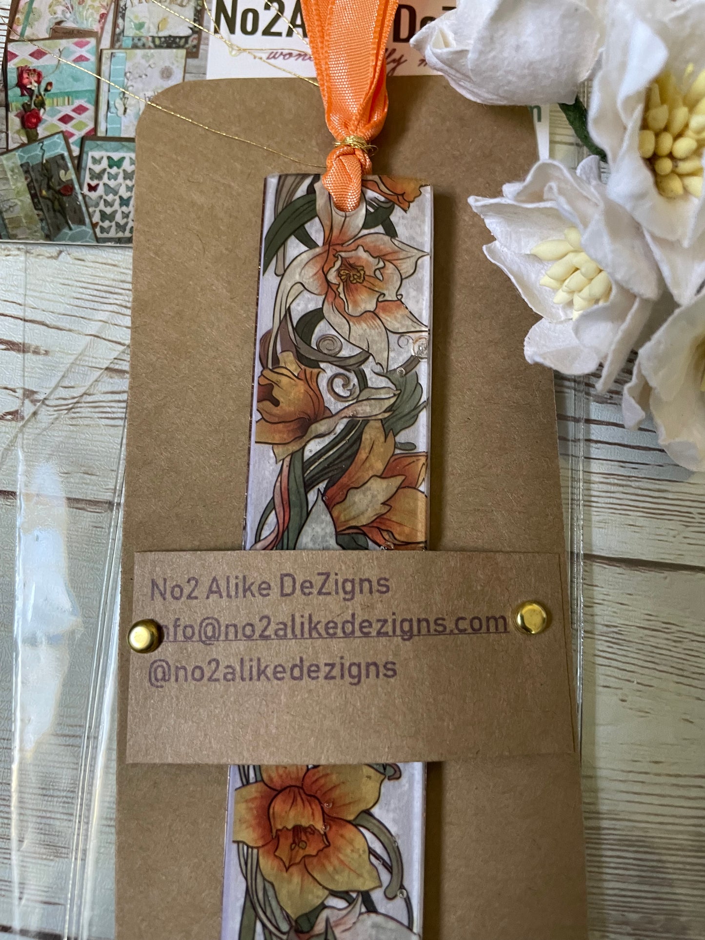 Orange Flowers on Vine Bookmark