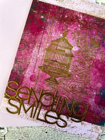 Sending Smiles In Magenta Card