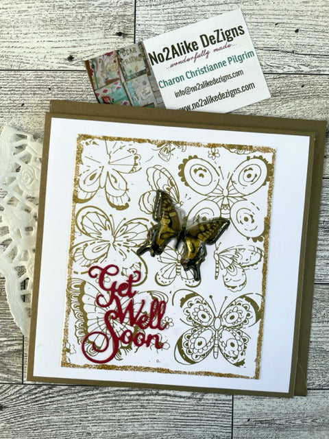 Get Well Soon Golden Butterfly Card
