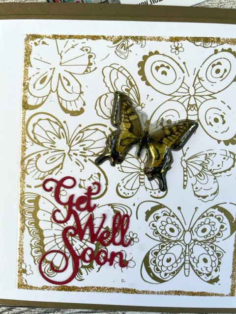 Get Well Soon Golden Butterfly Card