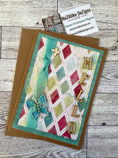Hello On Teal Greeting Card