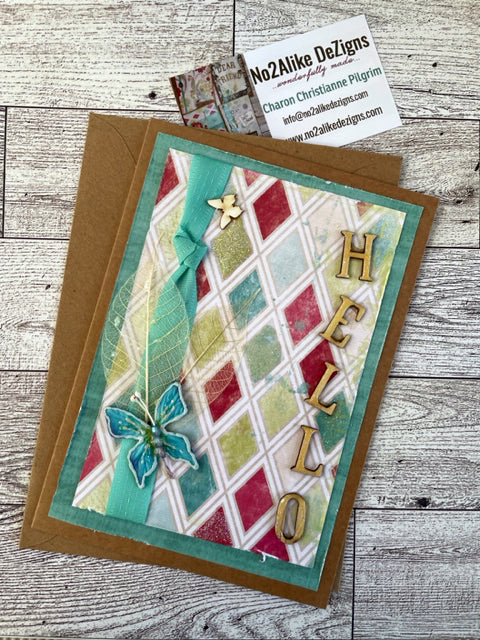 Hello On Teal Greeting Card