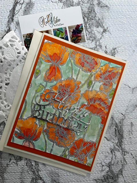 Orange Poppies Happy Birthday Card