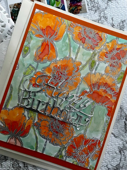 Orange Poppies Happy Birthday Card