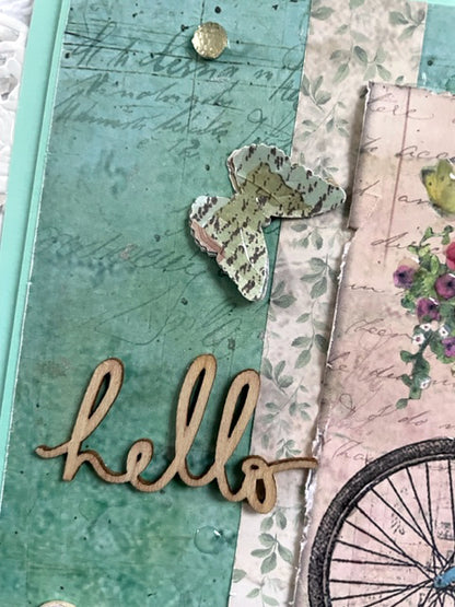 Hello Flowers On Bike Greeting Card