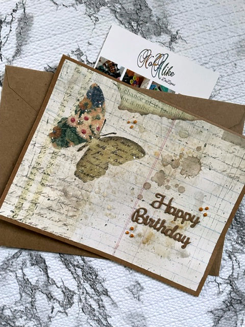 Glitter Butterfly Happy Birthday Card