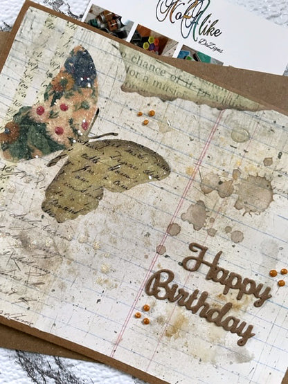 Glitter Butterfly Happy Birthday Card