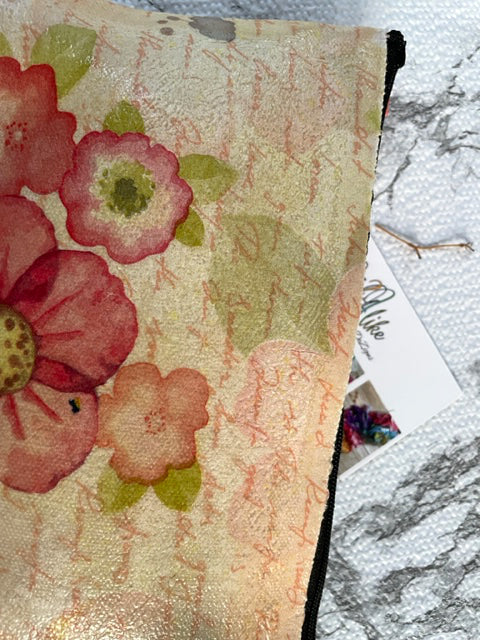Script Pansies Pouch