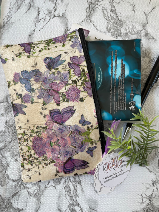 Lilac Butterflies on Canvas Pouch