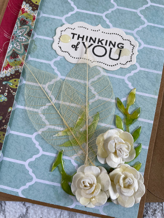 Thinking of You - Triple White Roses Greeting Card